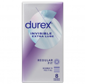 DUREX Invisible Extra Lube Regular Fit Kondomi 8 kpl