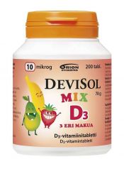 Devisol Mix D3-vitamiini 200 tablettia 