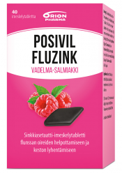 Posivil FluZink vadelma-salmiakki 40 imeskelytablettia